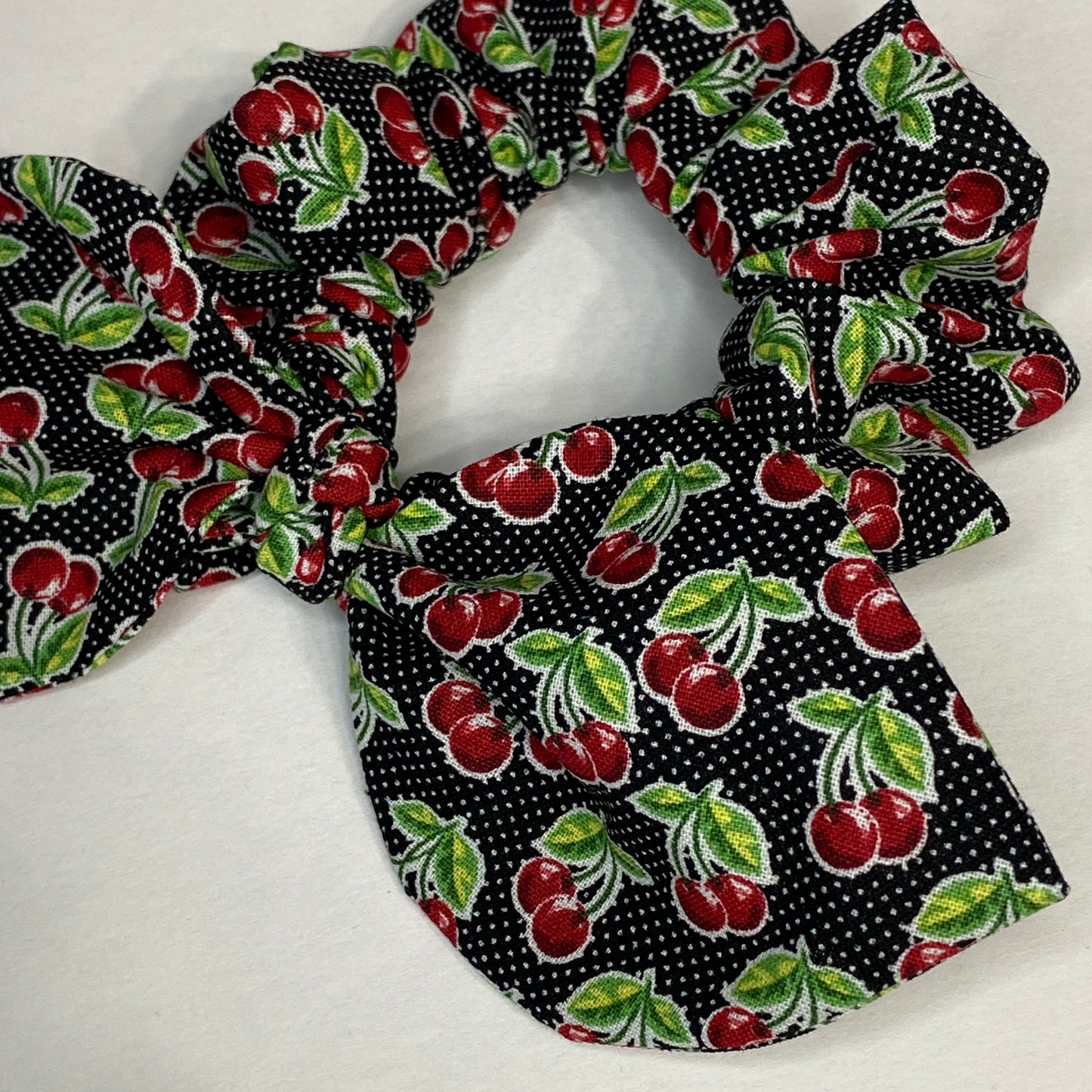 Cherry polka Dot Bow Scrunchie