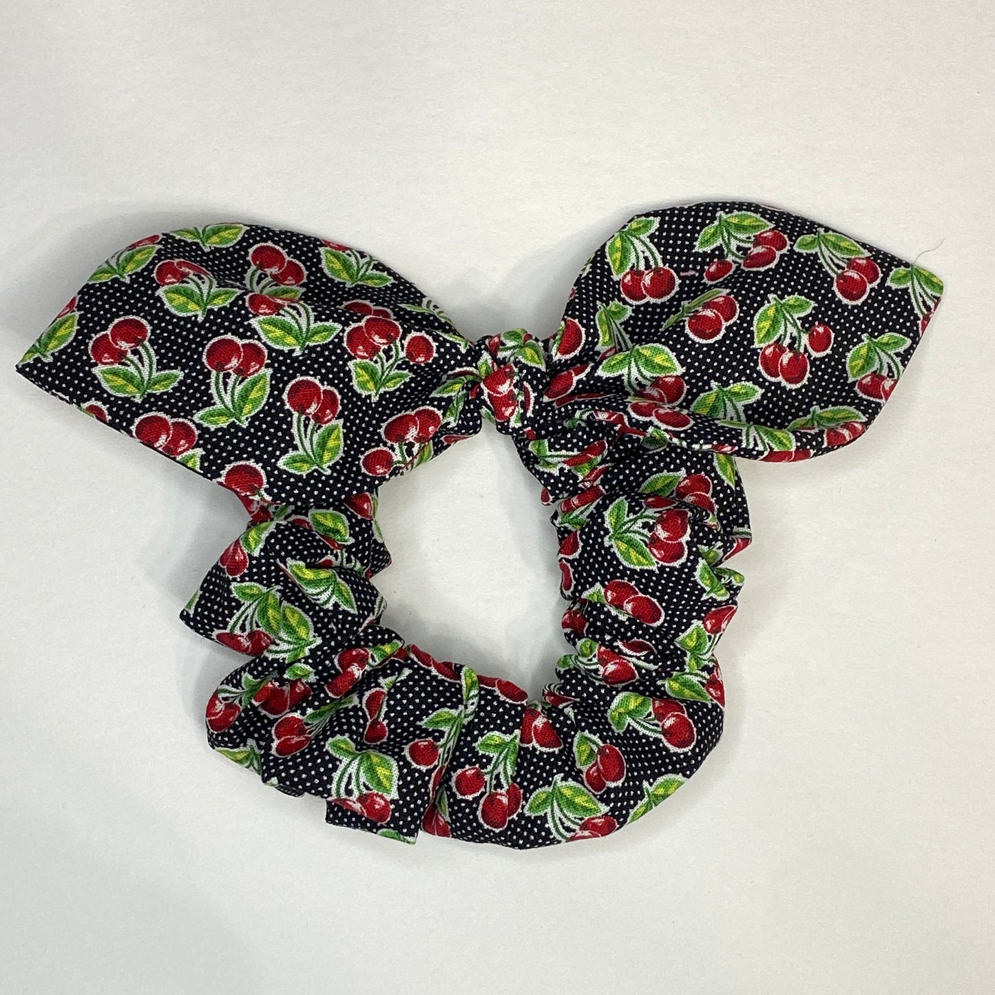 Cherry polka Dot Bow Scrunchie