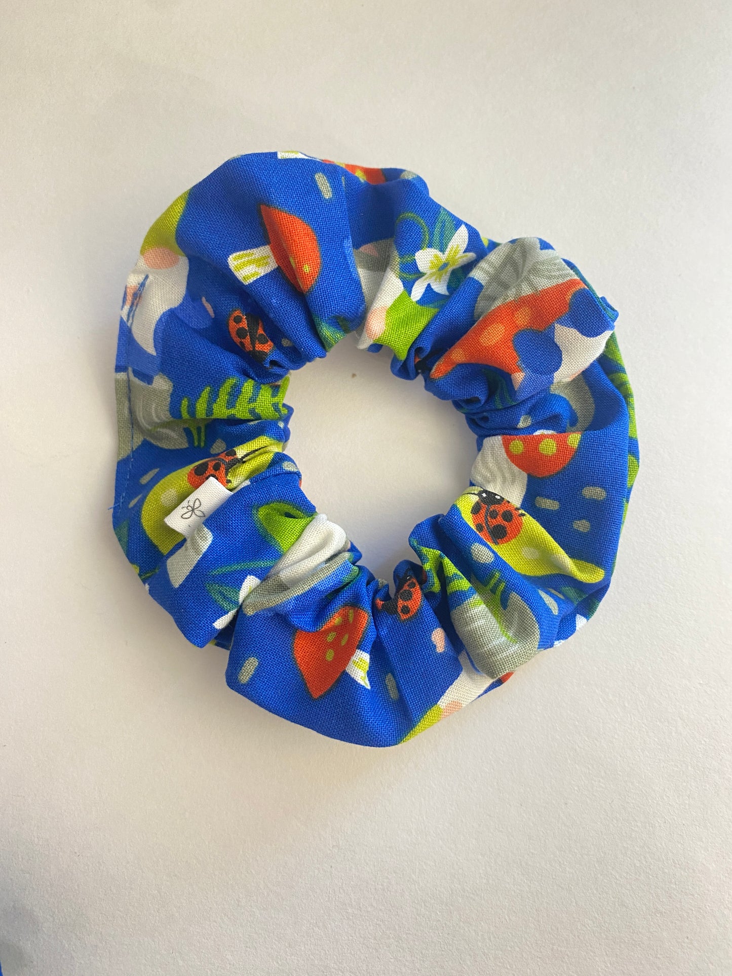 Gnomes and Mushrooms Mini Hair Scrunchie, Bow Scrunchie