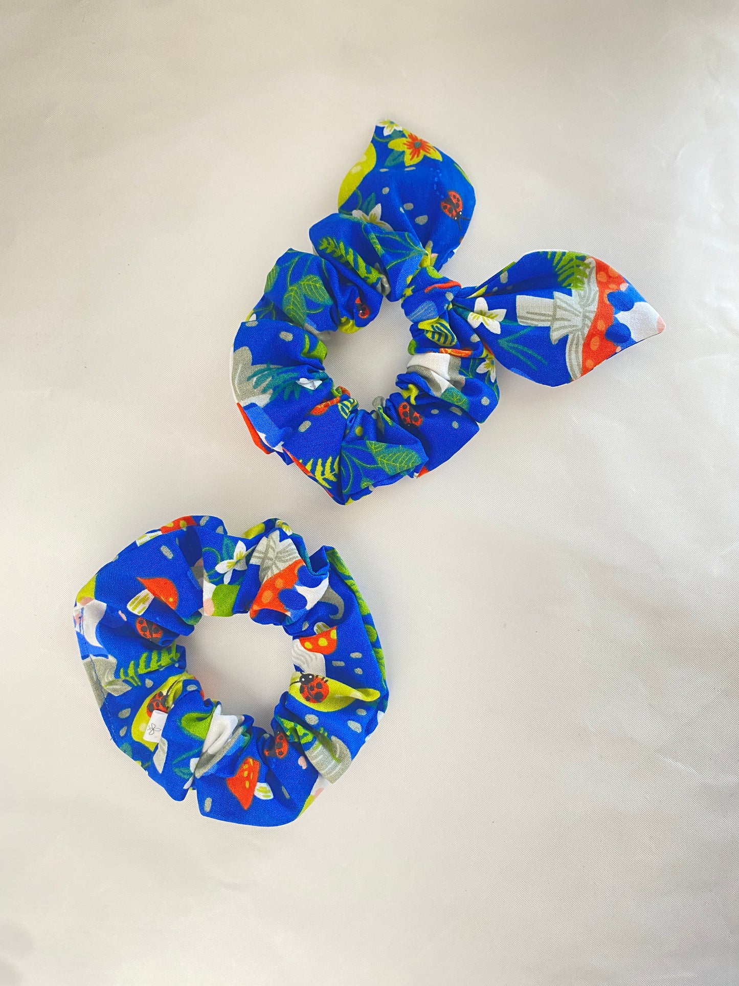 Gnomes and Mushrooms Mini Hair Scrunchie, Bow Scrunchie