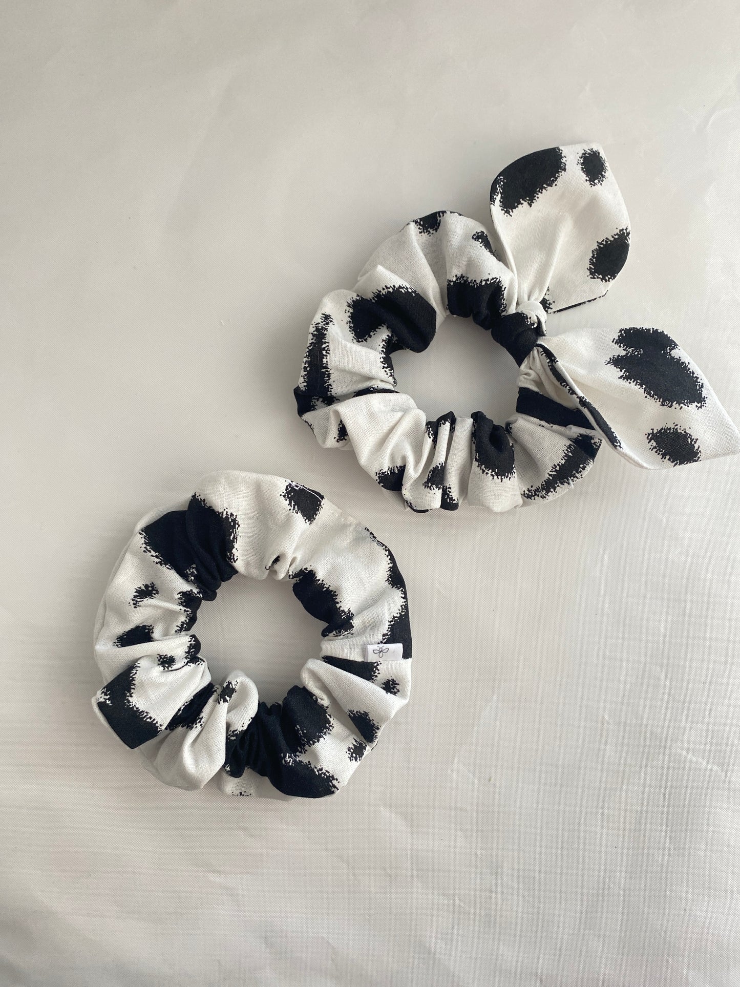 Cow Print Mini Hair Scrunchie, Bow Scrunchie