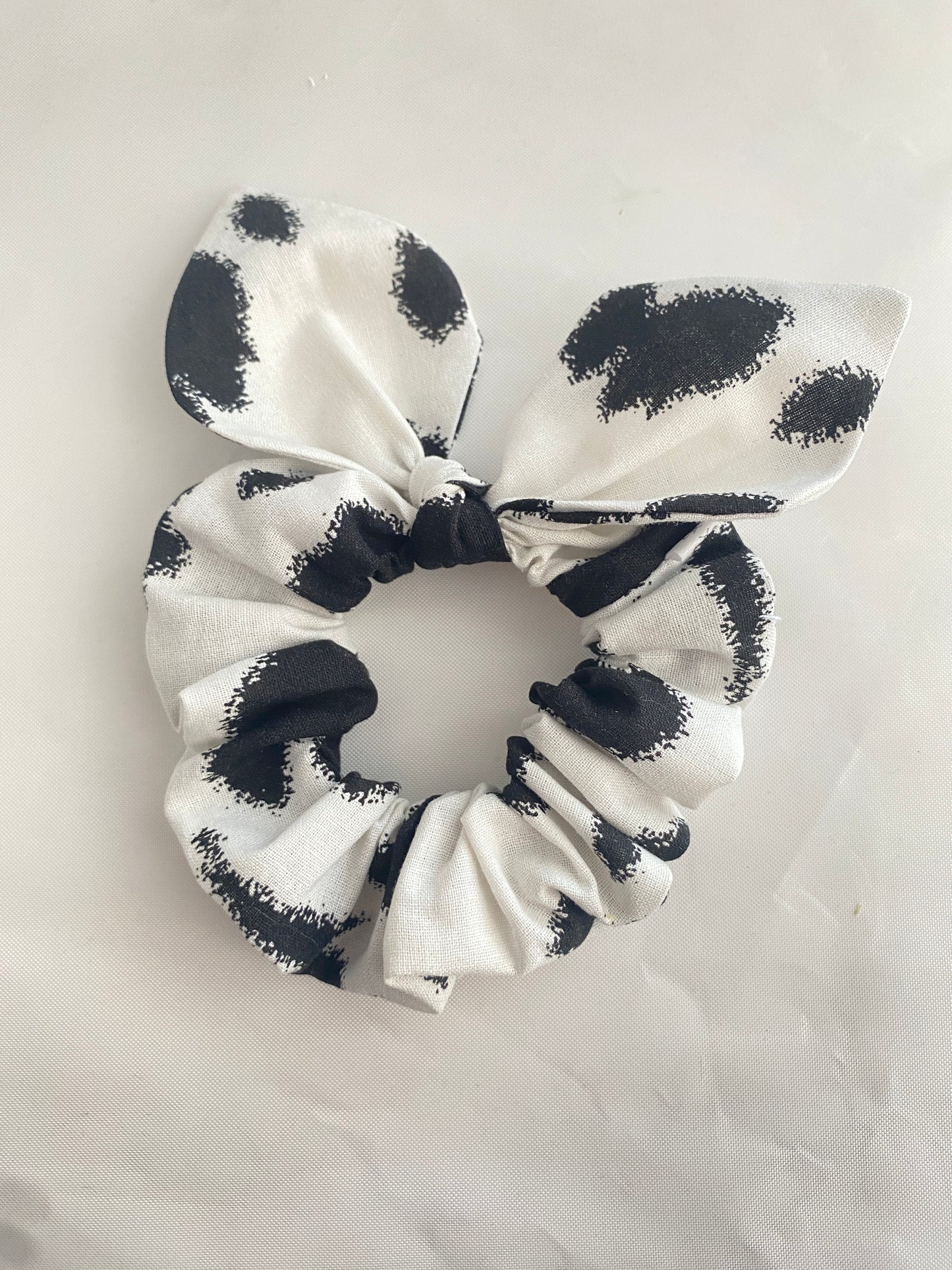 Cow Print Mini Hair Scrunchie, Bow Scrunchie