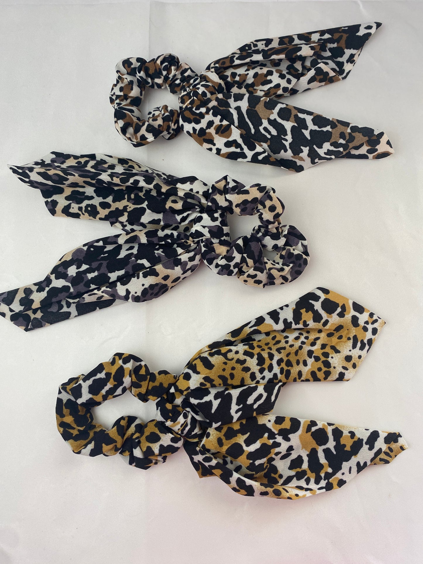 Animal Print Mini Hair Scrunchie with Tails