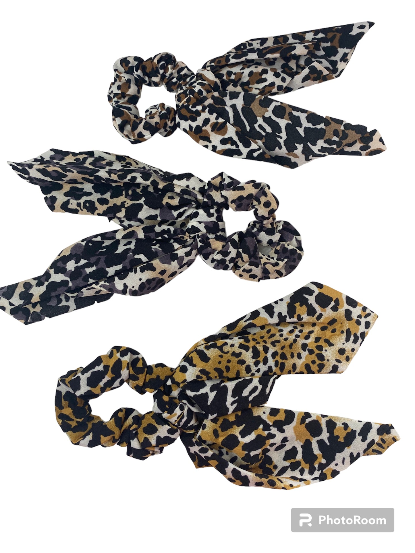 Animal Print Mini Hair Scrunchie with Tails