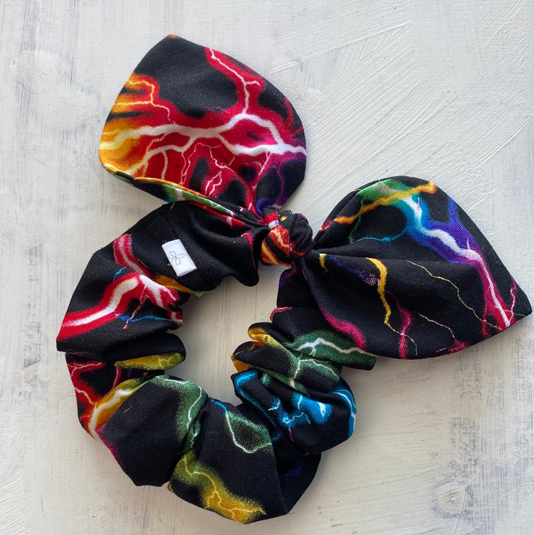 Electric Thunder Black Bow Scrunchie