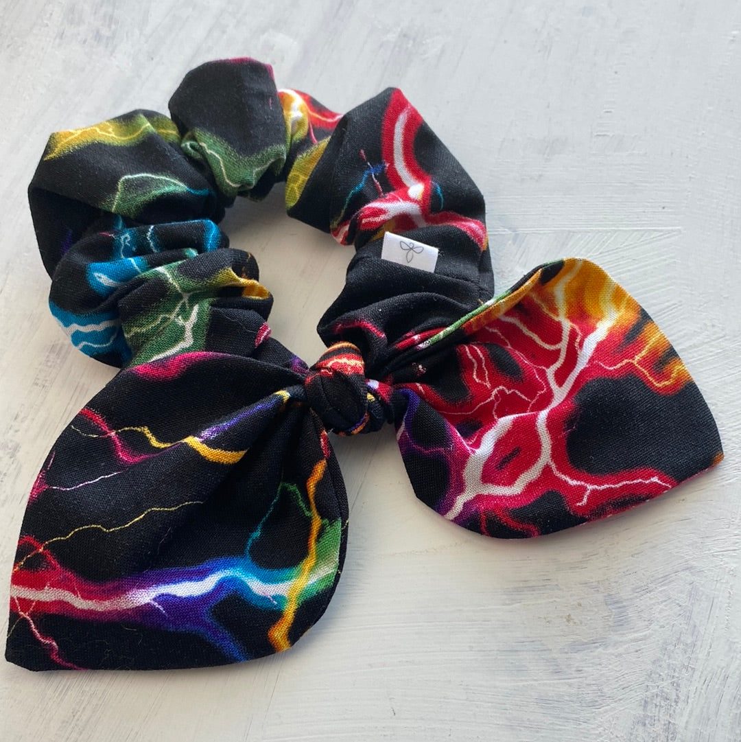 Electric Thunder Black Bow Scrunchie