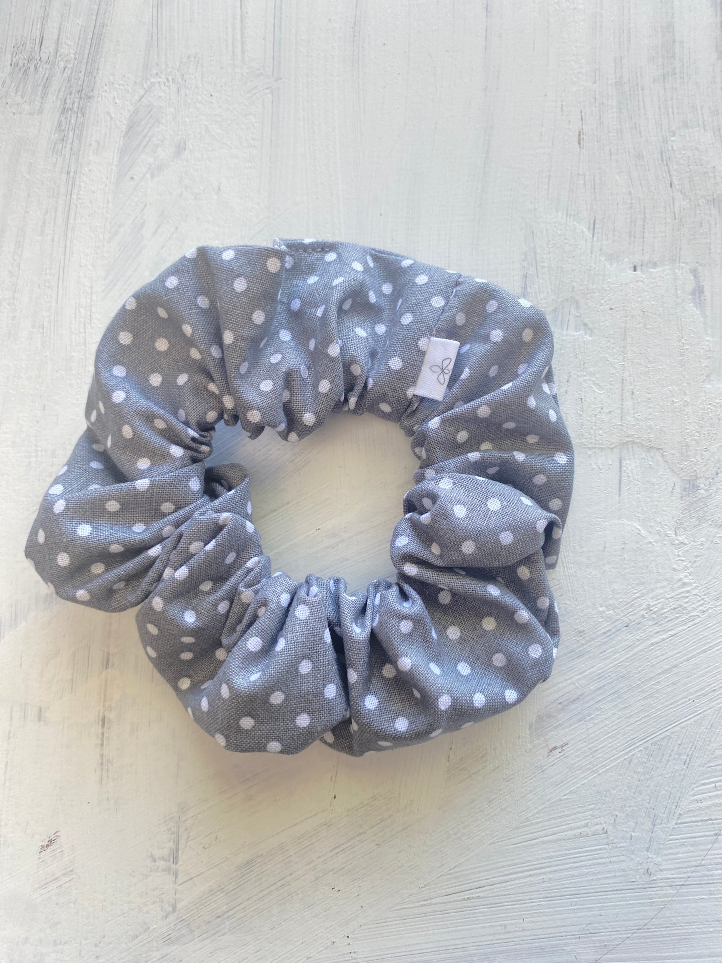 Gray Polka Dot Mini Scrunchie