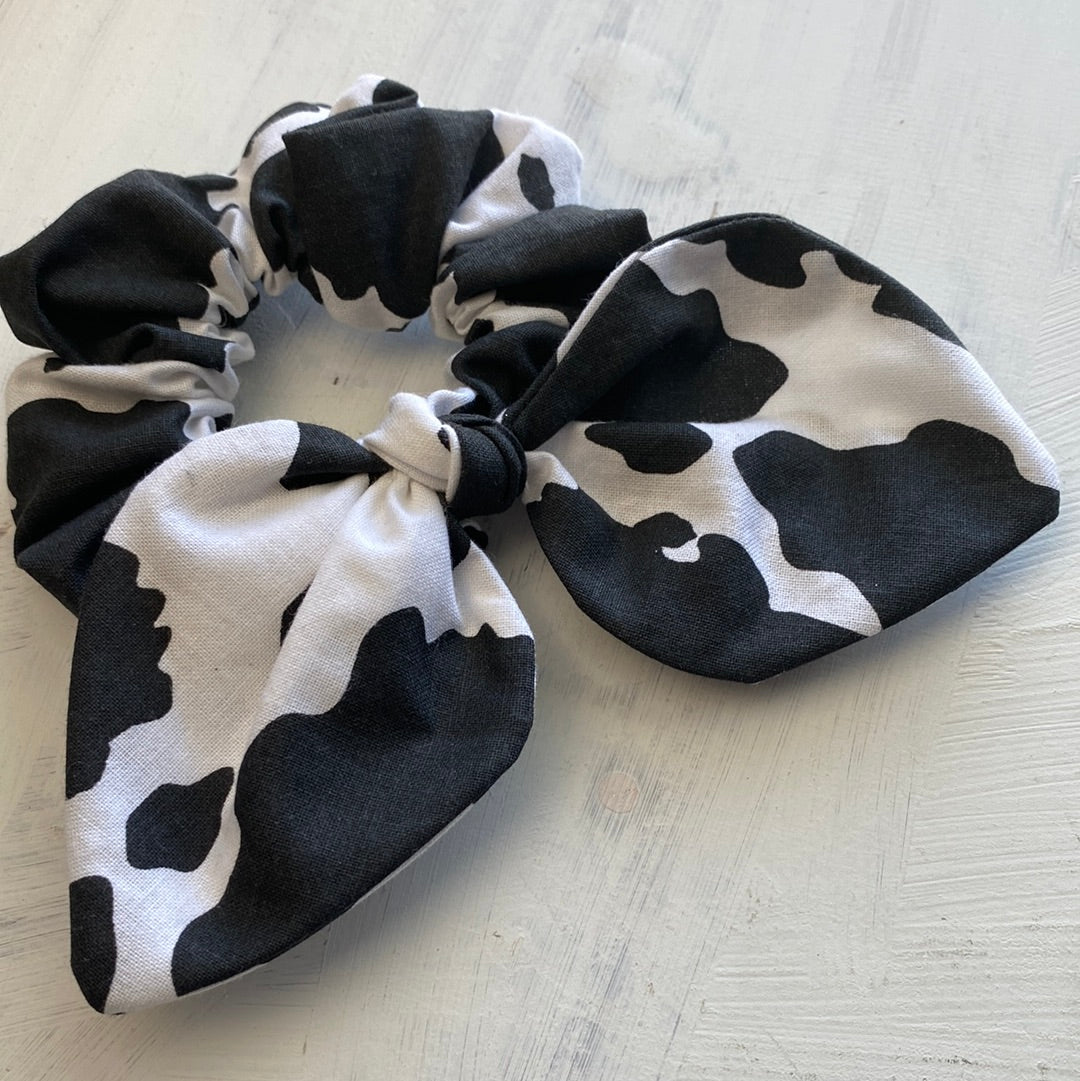 Cow Mini Bow Scrunchie