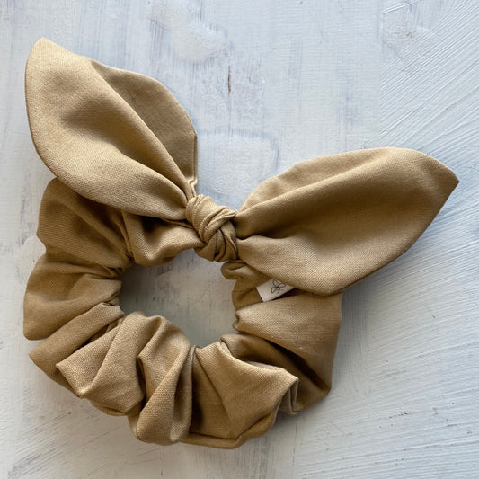 Bow Scrunchie Solid Light Brown