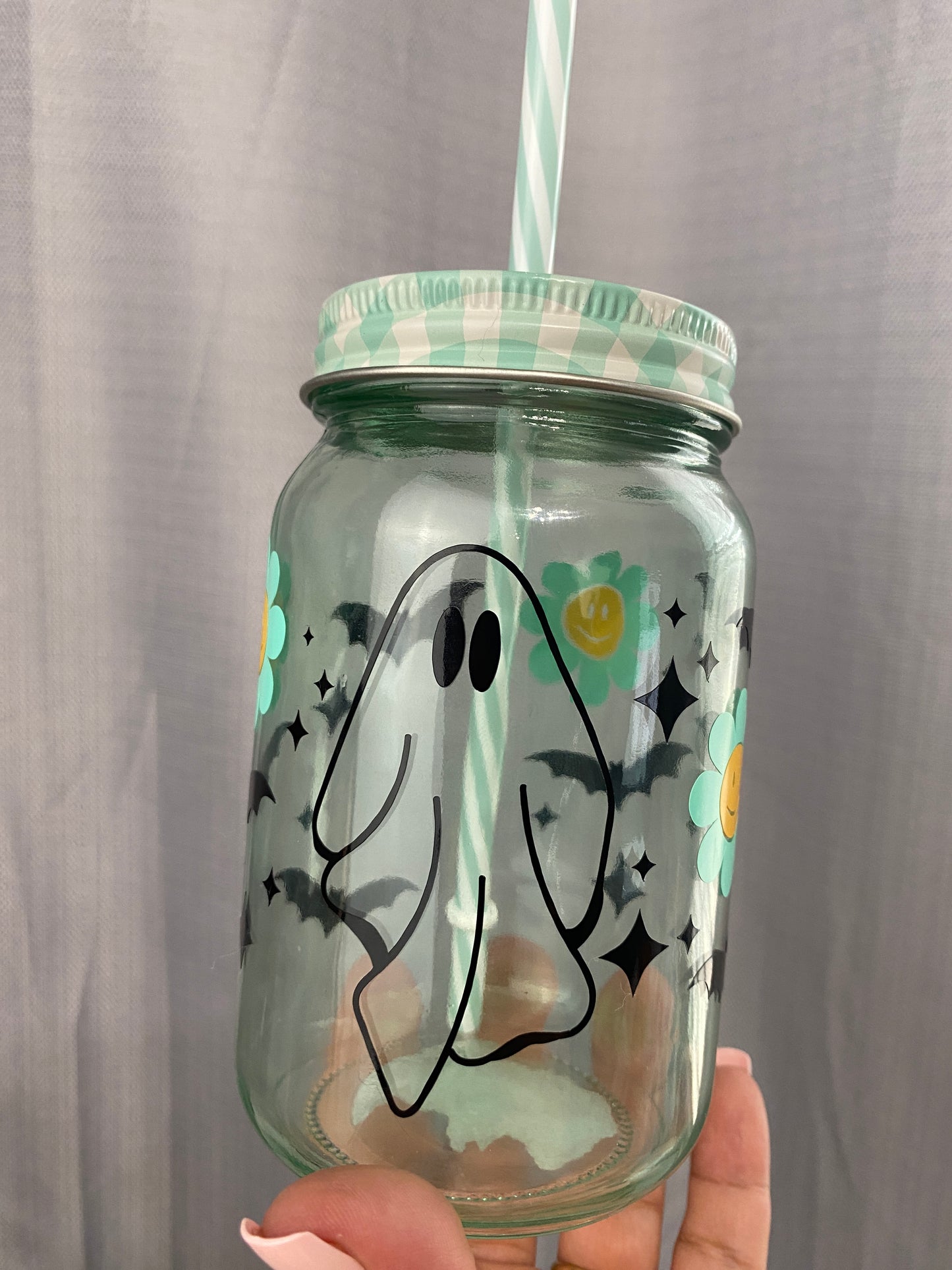 Halloween Glass Mason Jar Cups