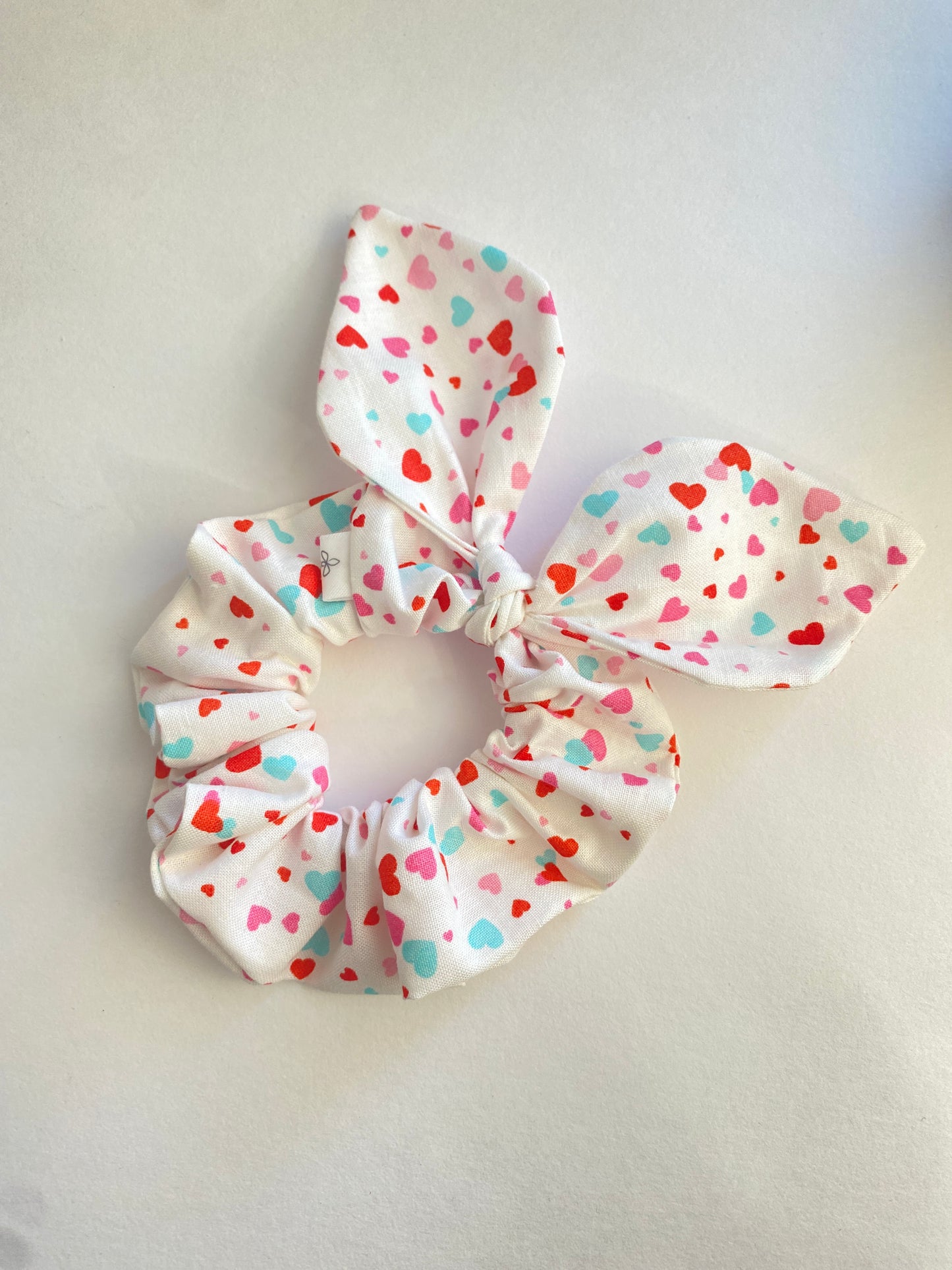Cotton Candy Hearts Mini Scrunchie, Bow Scrunchie