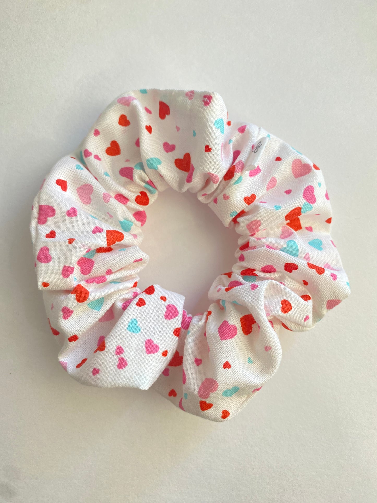 Cotton Candy Hearts Mini Scrunchie, Bow Scrunchie